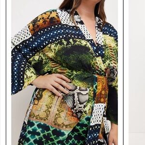 NWT Sz 20 KAREN MILLEN Viscose Crepe Snake Kimono Mini Dress.